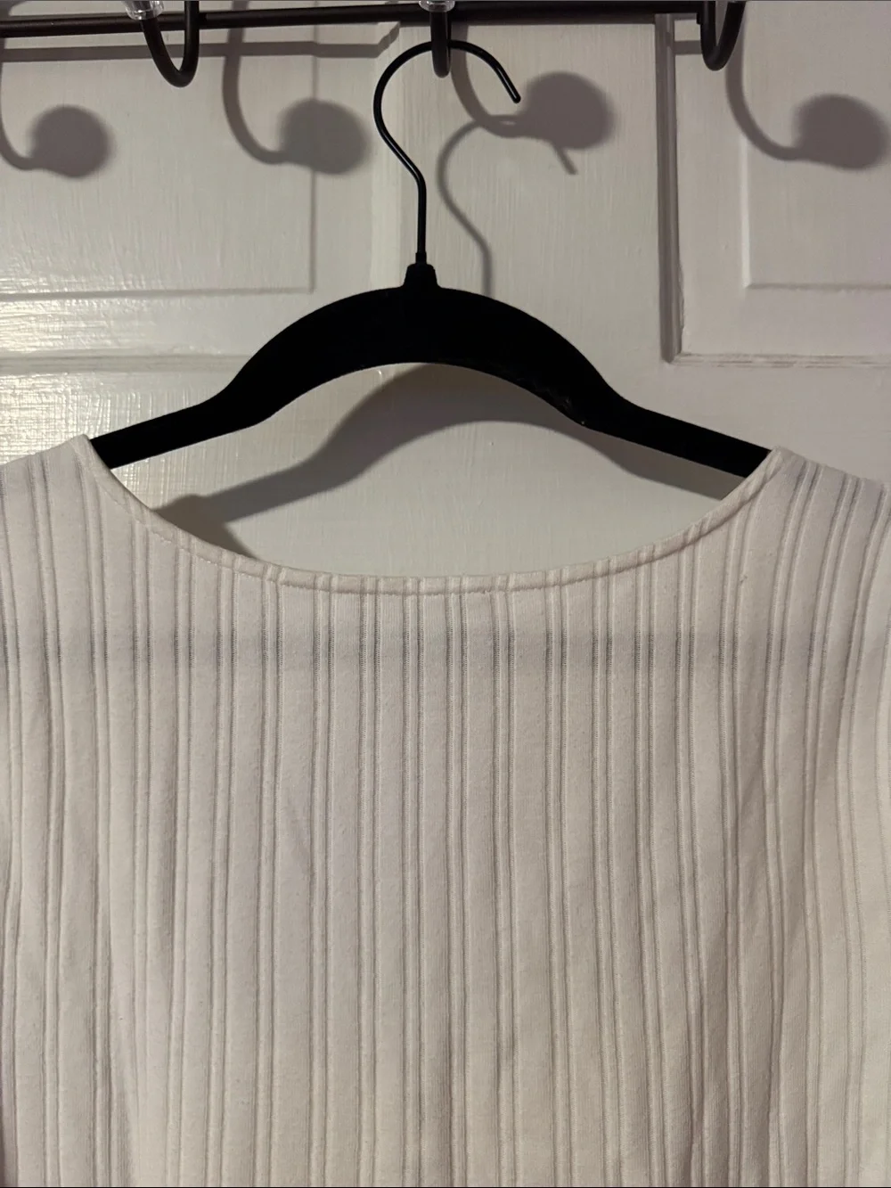 Sezane Mao Ecru White Ribbed T-shirt Size Medium - Picture 7 of 10